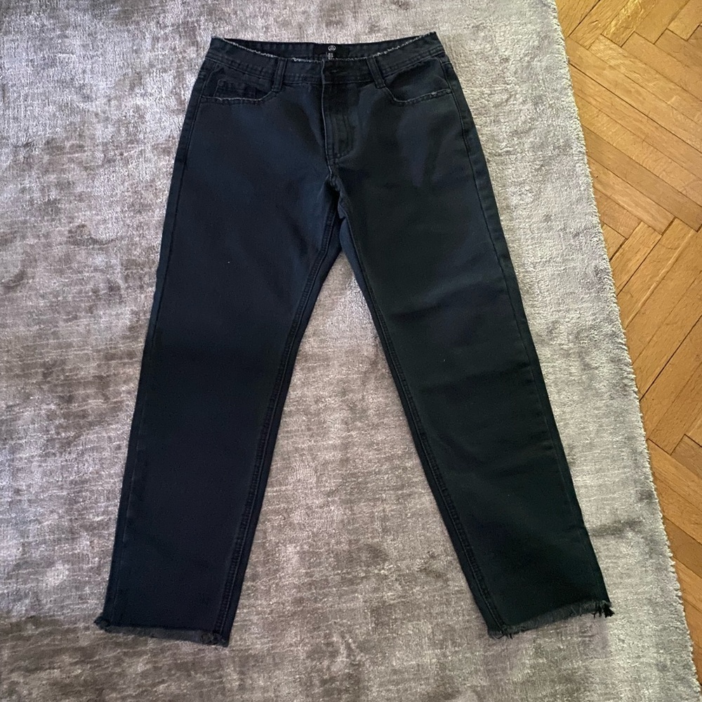Black straight legged jeans